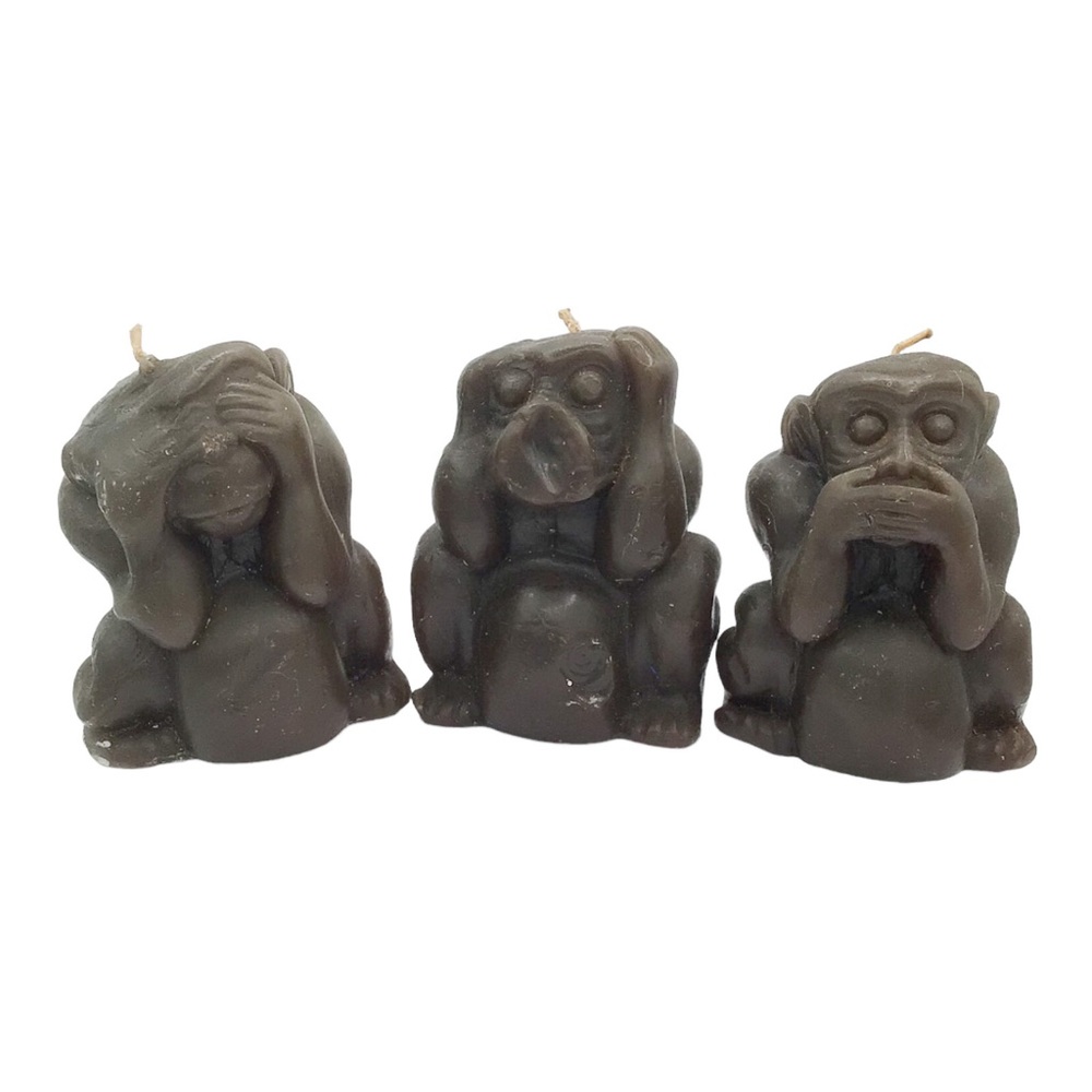 Vintage Set 3 Wise Monkeys Candles…See No Evil, Hear No Evil, Speak No Evil